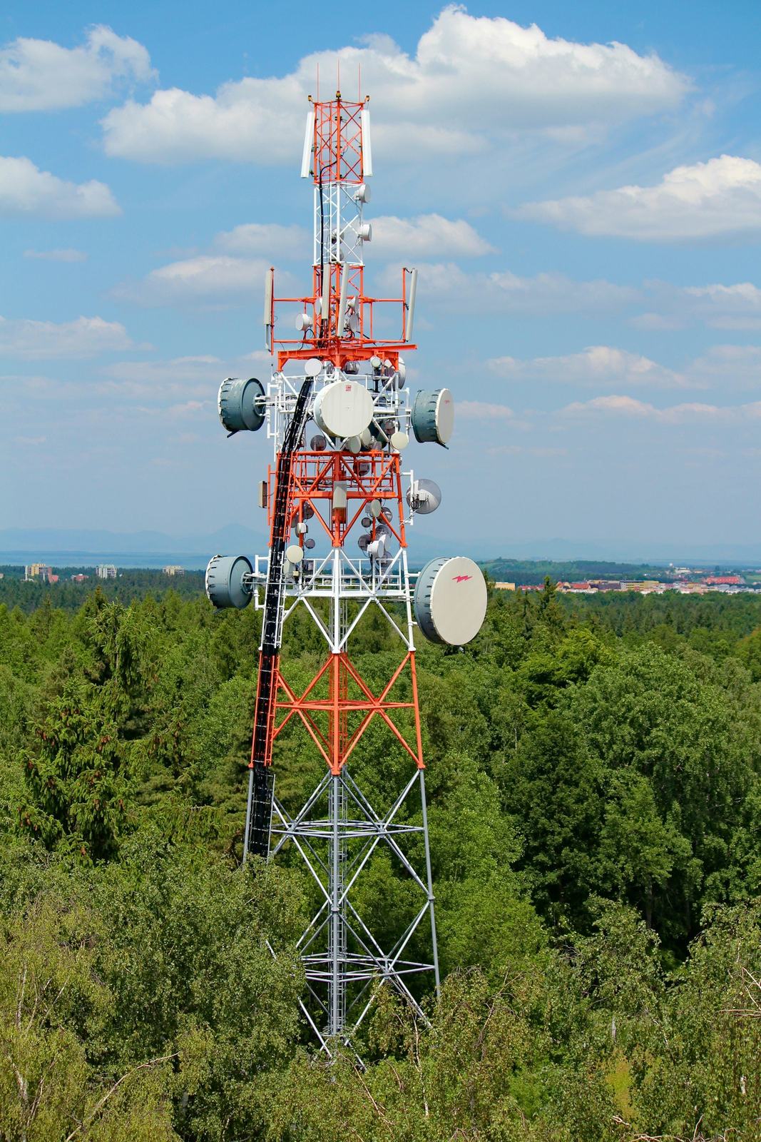 Telecom tower with antennas