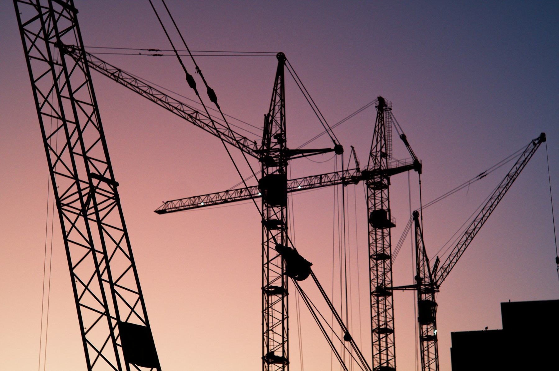 Tower cranes on a construction site