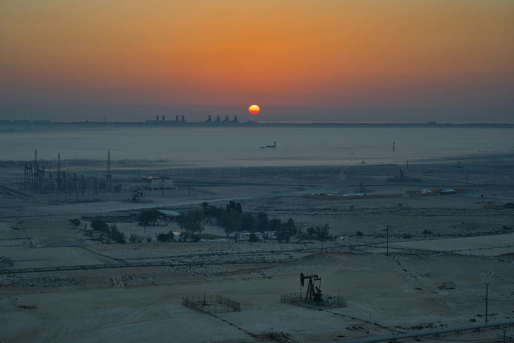 Oilfield at sunrise